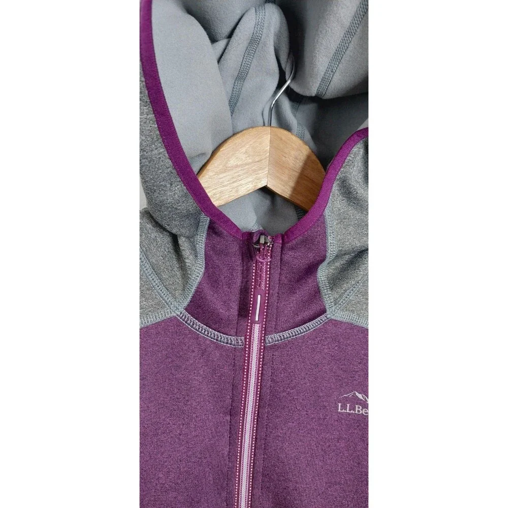 L.L. Bean Youth Size Large 14-16 Kids Jacket Zip Up Purple Gray Hooded